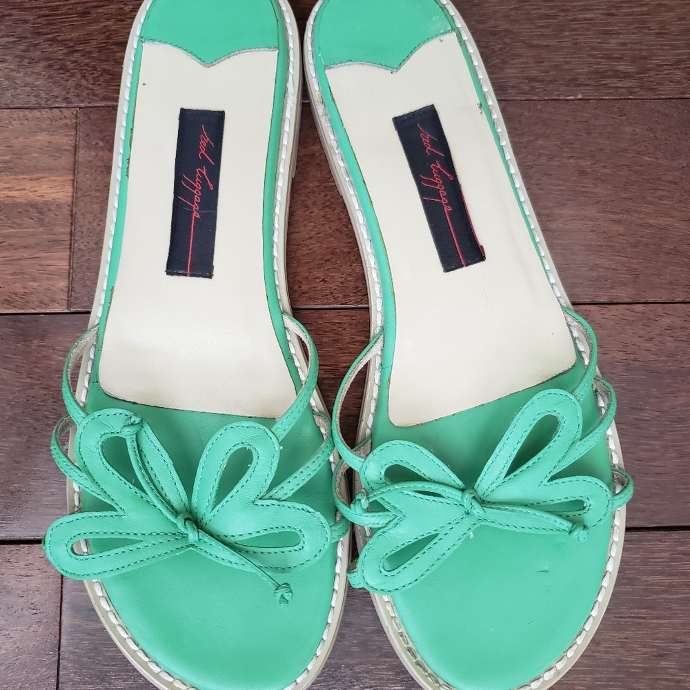 Perfect green slip on sandals
